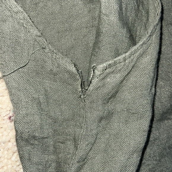 Rosemarine Made in Italy Green Gray Linen Midi Dress Sleeveless Lace Hem Size S - Picture 4 of 10